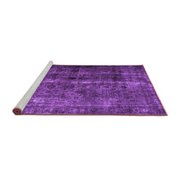 Sideview of Machine Washable Abstract Purple Contemporary Area Rugs, wshcon1639pur