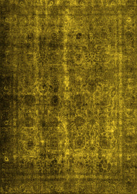 Abstract Yellow Contemporary Rug, con1639yw