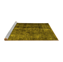 Sideview of Machine Washable Abstract Yellow Contemporary Rug, wshcon1639yw