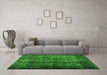 Machine Washable Abstract Green Contemporary Area Rugs in a Living Room,, wshcon1639grn