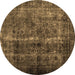 Round Abstract Brown Contemporary Rug, con1639brn