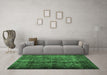 Machine Washable Abstract Emerald Green Contemporary Area Rugs in a Living Room,, wshcon1639emgrn