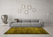 Machine Washable Abstract Yellow Contemporary Rug in a Living Room, wshcon1639yw