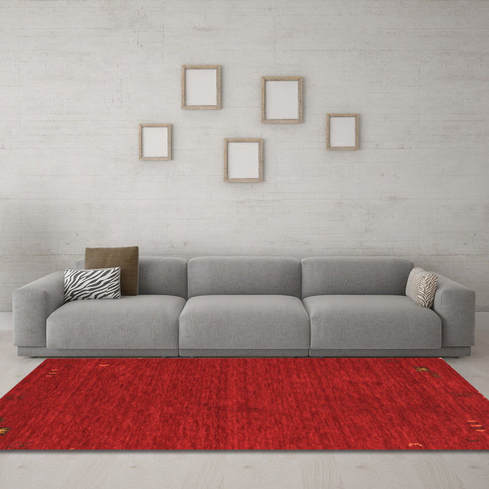 Machine Washable Abstract Orange Contemporary Area Rugs in a Living Room, wshcon163org
