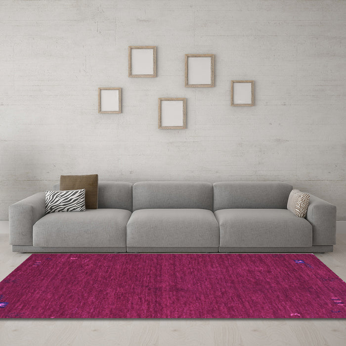 Machine Washable Abstract Purple Contemporary Area Rugs in a Living Room, wshcon163pur
