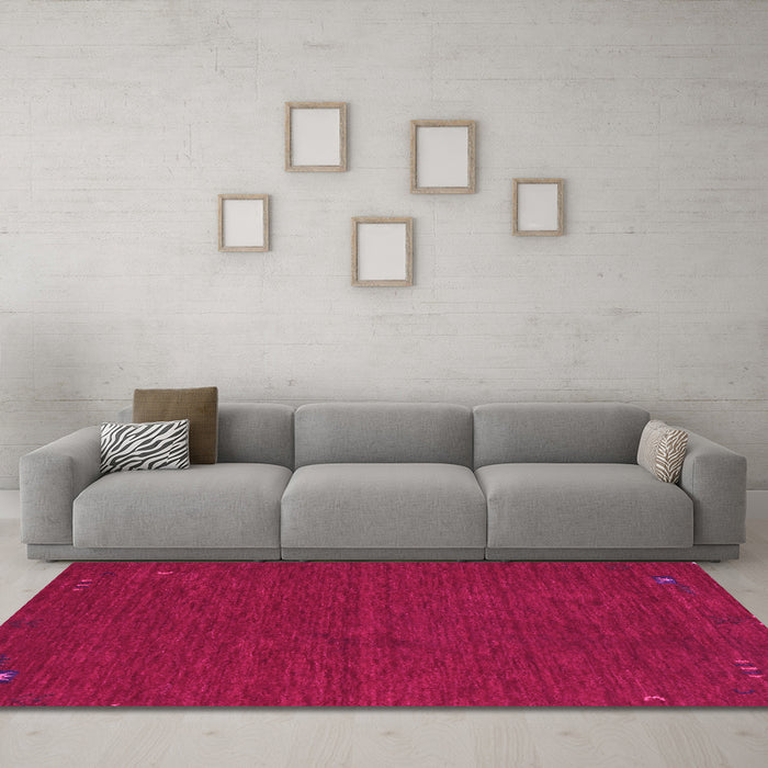 Machine Washable Abstract Pink Contemporary Rug in a Living Room, wshcon163pnk