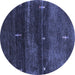 Round Abstract Blue Contemporary Rug, con1640blu