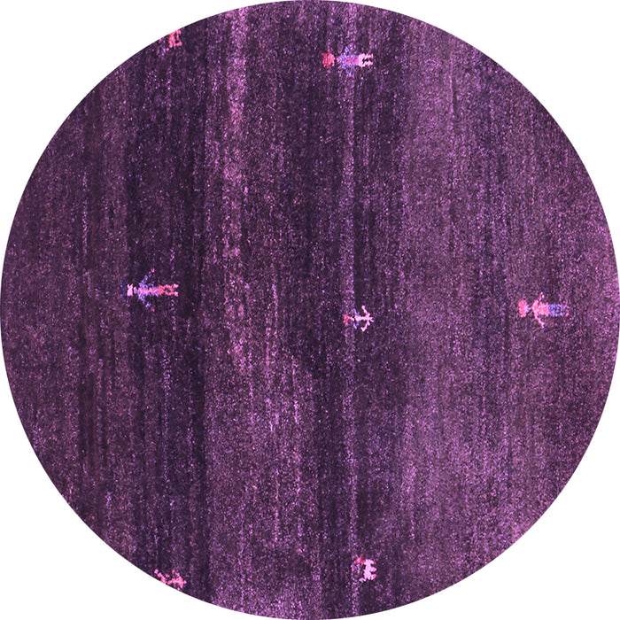 Round Machine Washable Abstract Purple Contemporary Area Rugs, wshcon1640pur