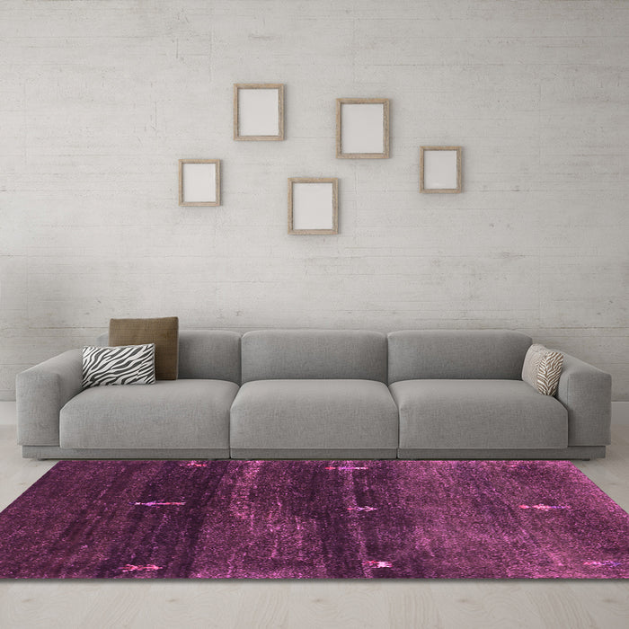 Machine Washable Abstract Pink Contemporary Rug in a Living Room, wshcon1640pnk