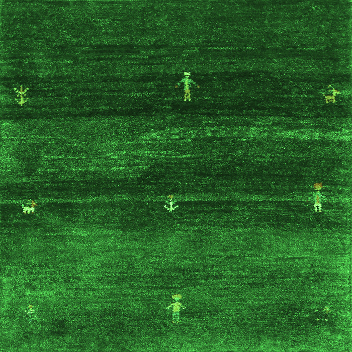 Serging Thickness of Abstract Green Contemporary Rug, con1640grn