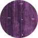 Round Abstract Purple Contemporary Rug, con1640pur