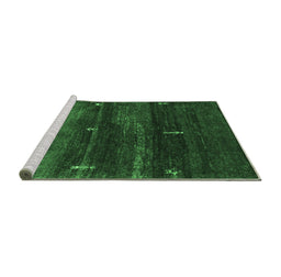 Sideview of Machine Washable Abstract Emerald Green Contemporary Area Rugs, wshcon1640emgrn