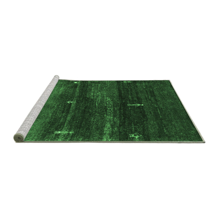 Sideview of Machine Washable Abstract Emerald Green Contemporary Area Rugs, wshcon1640emgrn