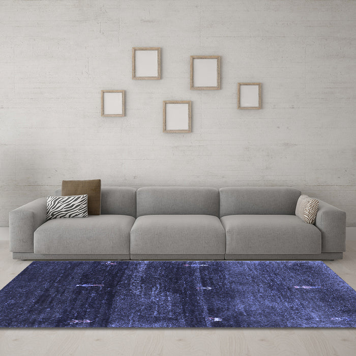 Machine Washable Abstract Blue Contemporary Rug in a Living Room, wshcon1640blu