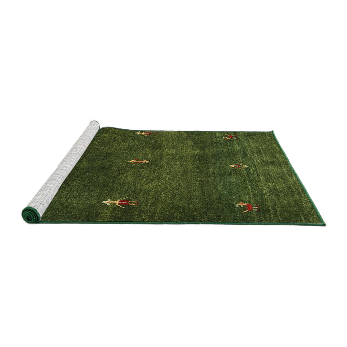 Serging Thickness of Machine Washable Contemporary Dark Forest Green Rug, wshcon1641