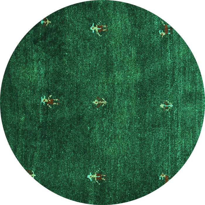 Round Abstract Turquoise Contemporary Rug, con1641turq