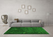 Machine Washable Abstract Green Contemporary Area Rugs in a Living Room,, wshcon1641grn