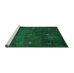 Sideview of Machine Washable Abstract Turquoise Contemporary Area Rugs, wshcon1641turq