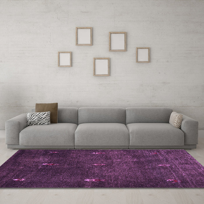 Machine Washable Abstract Purple Contemporary Area Rugs in a Living Room, wshcon1641pur