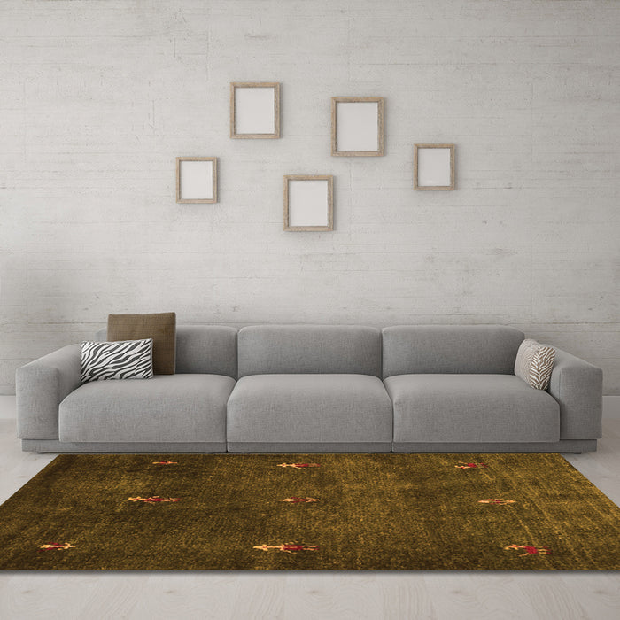 Machine Washable Abstract Orange Contemporary Area Rugs in a Living Room, wshcon1641org