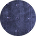 Round Machine Washable Abstract Blue Contemporary Rug, wshcon1641blu