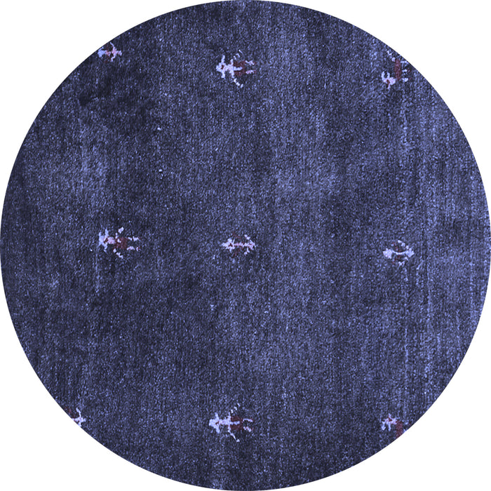 Round Abstract Blue Contemporary Rug, con1641blu