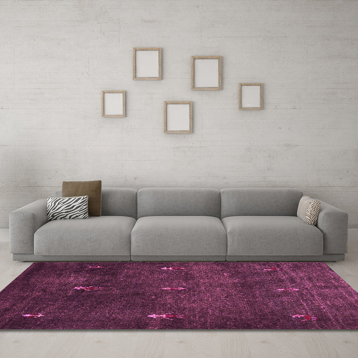 Machine Washable Abstract Pink Contemporary Rug in a Living Room, wshcon1641pnk