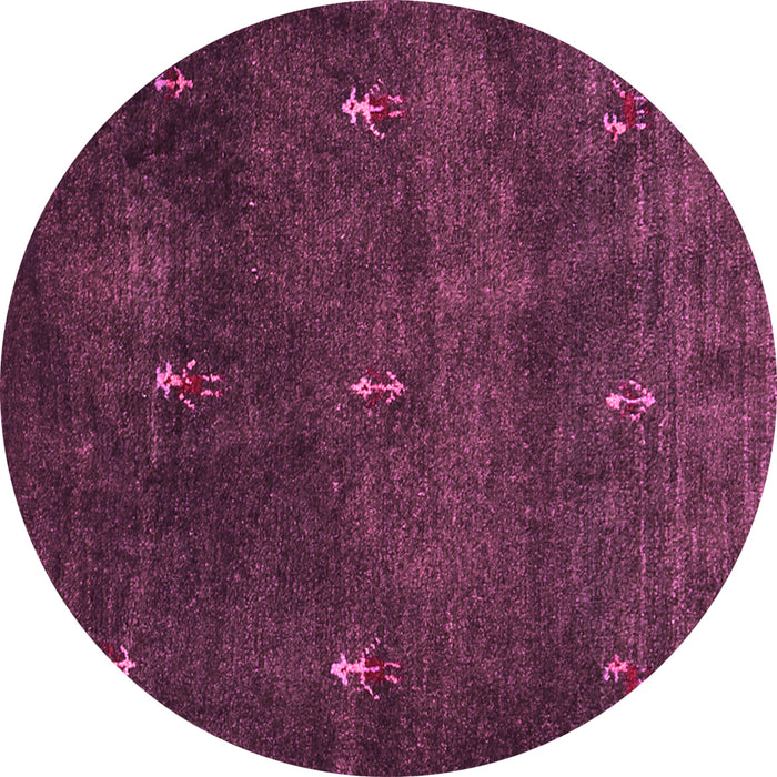 Round Abstract Pink Contemporary Rug, con1641pnk