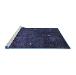 Sideview of Machine Washable Abstract Blue Contemporary Rug, wshcon1641blu
