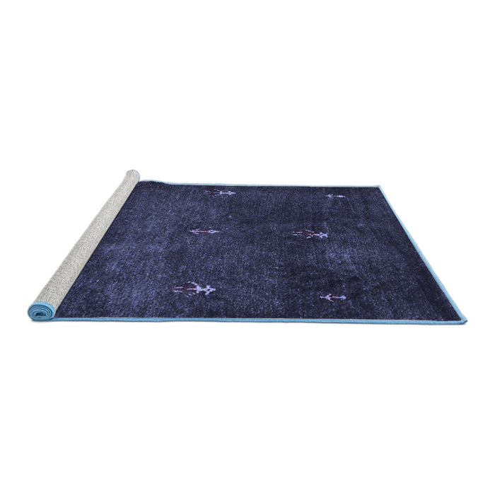 Sideview of Machine Washable Abstract Blue Contemporary Rug, wshcon1641blu