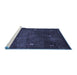 Sideview of Machine Washable Abstract Blue Contemporary Rug, wshcon1641blu