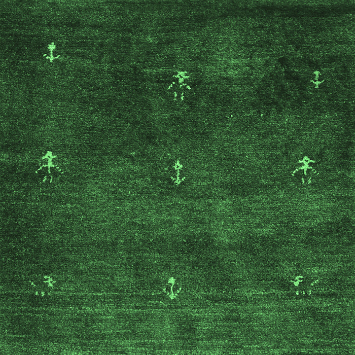 Square Machine Washable Abstract Emerald Green Contemporary Area Rugs, wshcon1641emgrn