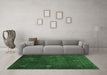 Machine Washable Abstract Emerald Green Contemporary Area Rugs in a Living Room,, wshcon1641emgrn