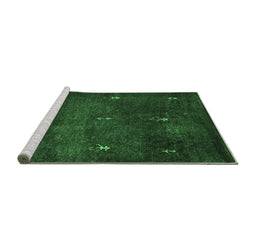 Sideview of Machine Washable Abstract Emerald Green Contemporary Area Rugs, wshcon1641emgrn