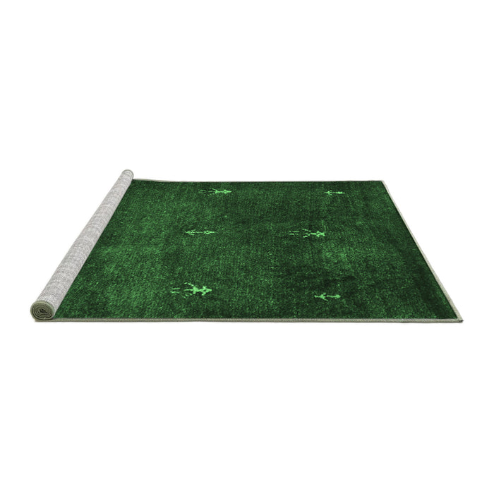 Sideview of Machine Washable Abstract Emerald Green Contemporary Area Rugs, wshcon1641emgrn