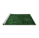 Sideview of Machine Washable Abstract Emerald Green Contemporary Area Rugs, wshcon1641emgrn