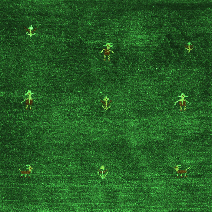 Round Machine Washable Abstract Green Contemporary Area Rugs, wshcon1641grn