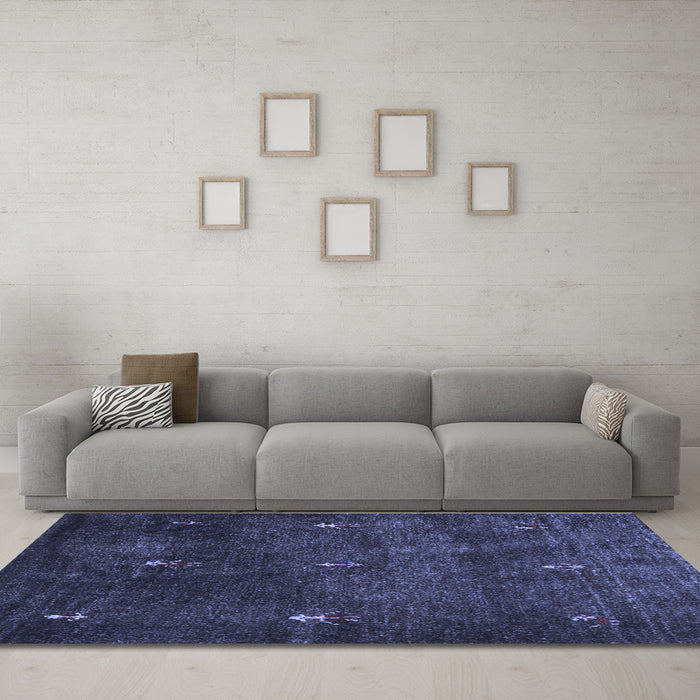 Machine Washable Abstract Blue Contemporary Rug in a Living Room, wshcon1641blu