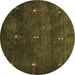 Round Abstract Brown Contemporary Rug, con1641brn