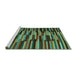 Sideview of Machine Washable Oriental Turquoise Traditional Area Rugs, wshcon1642turq