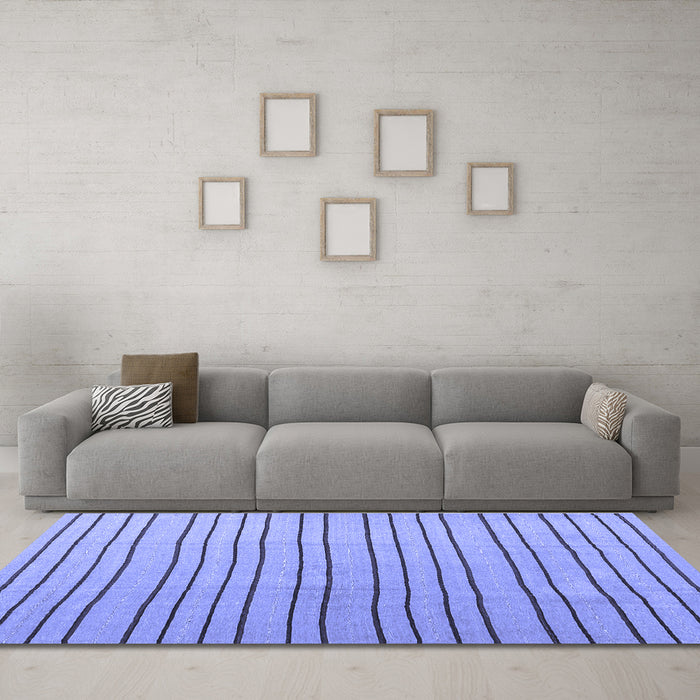 Machine Washable Solid Blue Modern Rug in a Living Room, wshcon1643blu