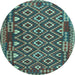 Round Southwestern Light Blue Country Rug, con1644lblu