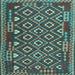 Square Machine Washable Southwestern Light Blue Country Rug, wshcon1644lblu