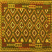Square Machine Washable Southwestern Yellow Country Rug, wshcon1644yw