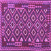 Square Machine Washable Southwestern Purple Country Area Rugs, wshcon1644pur