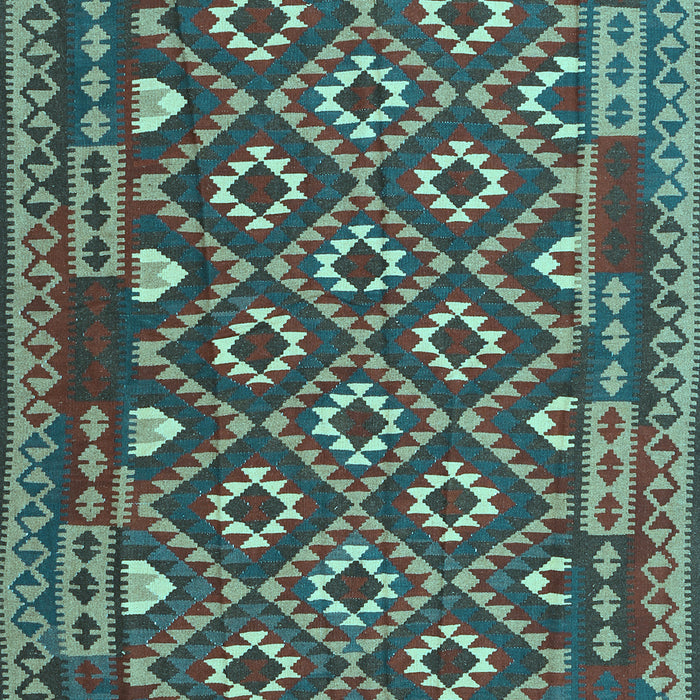 Machine Washable Southwestern Light Blue Country Rug, wshcon1644lblu