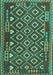 Machine Washable Southwestern Turquoise Country Area Rugs, wshcon1644turq