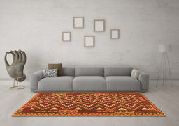 Machine Washable Southwestern Orange Country Area Rugs in a Living Room, wshcon1644org