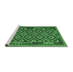 Sideview of Machine Washable Southwestern Emerald Green Country Area Rugs, wshcon1644emgrn