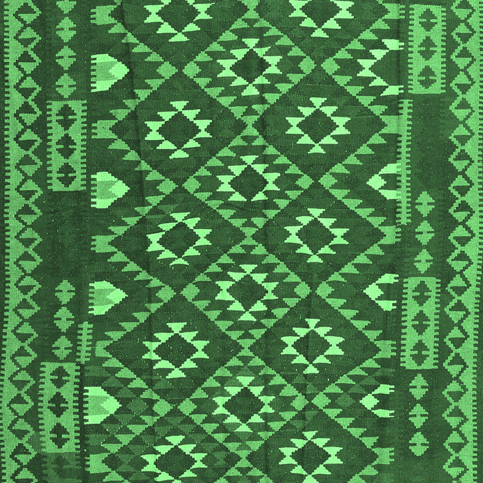 Machine Washable Southwestern Emerald Green Country Area Rugs, wshcon1644emgrn